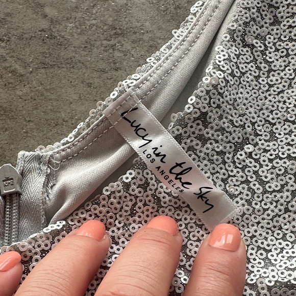 Lucy in the Sky Silver Sequin Dress - Picture 2 of 3